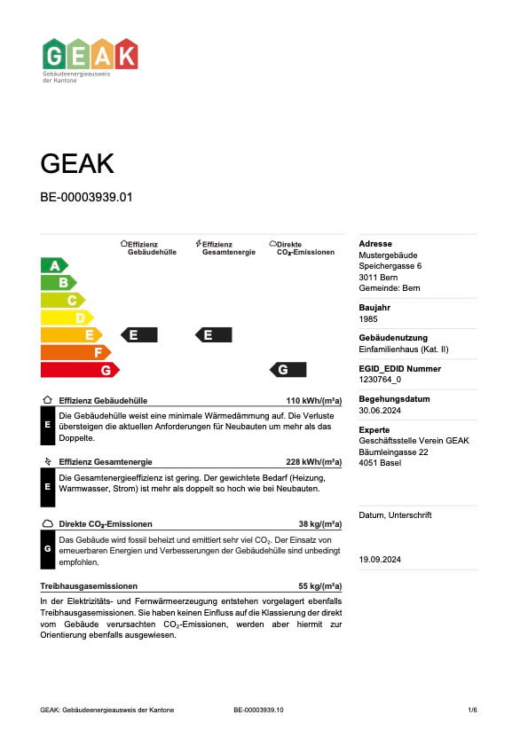 GEAK Gebäudeenergieausweis